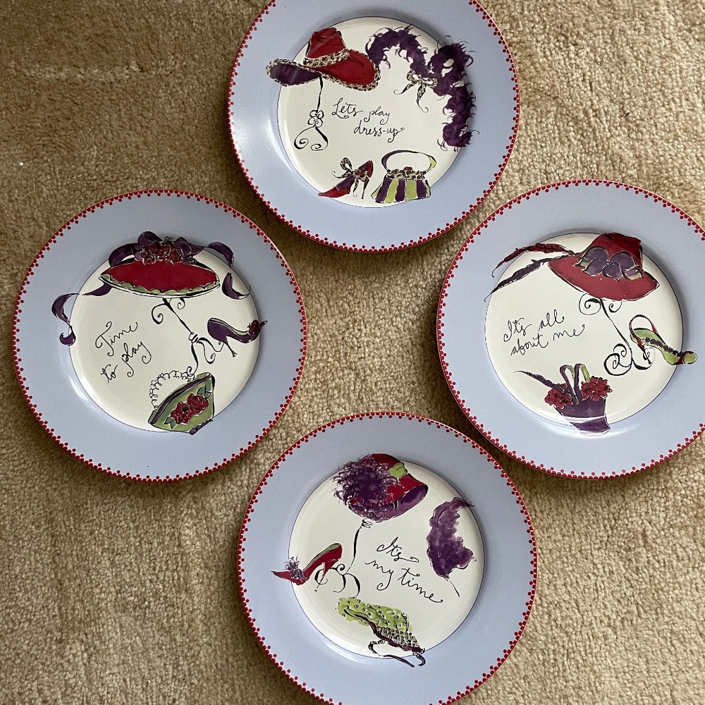 Four Red Hat Salad/Dessert Plates
